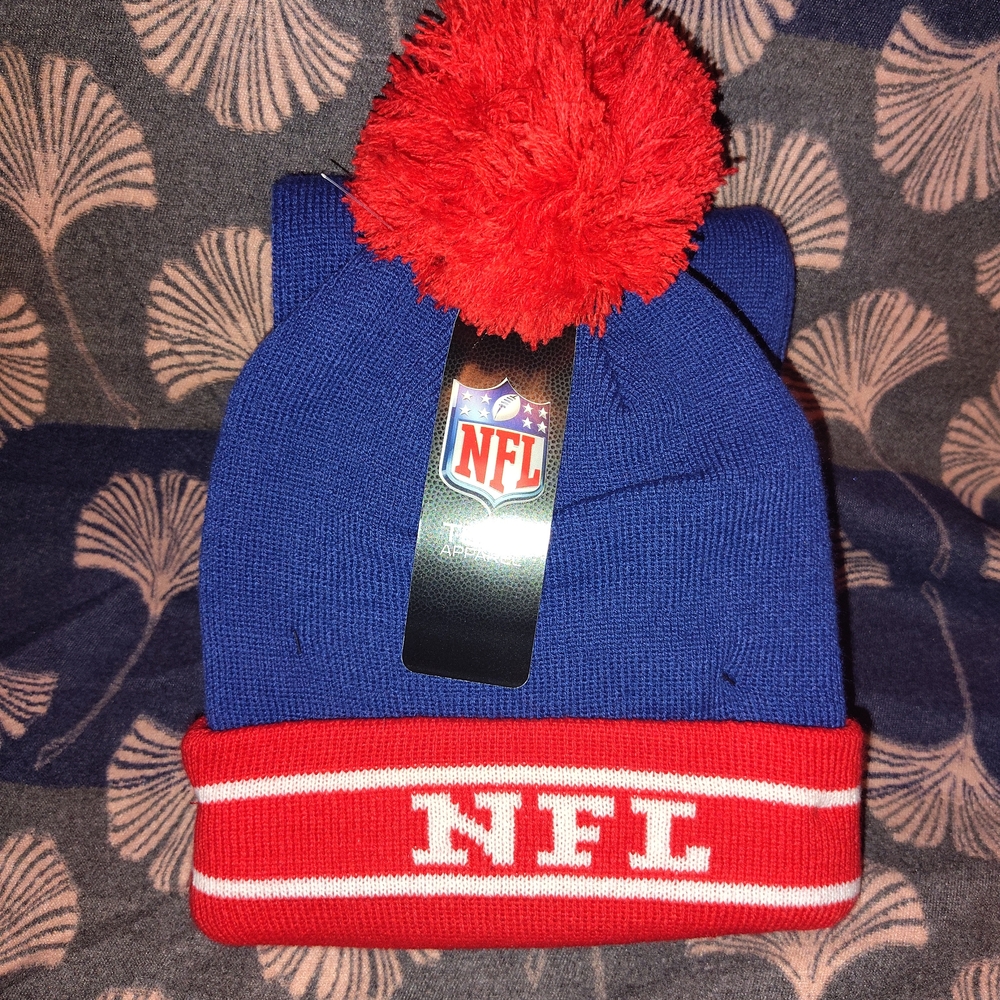 NFL Red and Blue Pom-Pom Beanie And Scarf Set